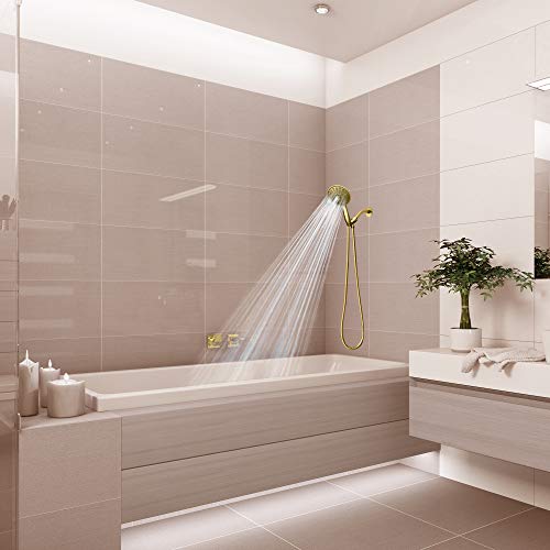 Showermaxx, Elite Series, 6 Spray Settings 6 Inch Hand Held Rainfall Shower Head, Extra Long Stainless Steel Hose, Maxx-Imize The Rainfall Experience With Showerhead In Polished Brass / Gold Finish #TOP5