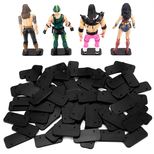 SIXPOINTS 70 Pieces 6 inch Action Figure Stand , Black Plastic Figure Display Holder Base ,Model Support Stands Compatible with 1/12 Marvel Legends /DC/ GI Joe/ MOTU Figure Toy (70Pcs Square(Black))