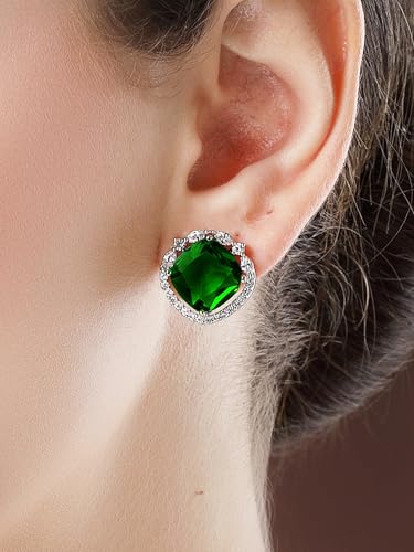 Image of Karatcart Women Green American Diamond Stud Earrings