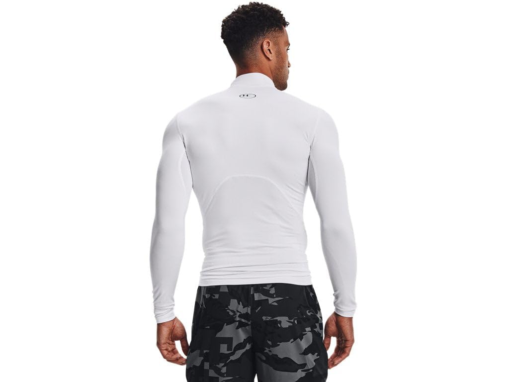 Under Armour ColdGear Armour Mens Compression Mock T White-Black,X-Large