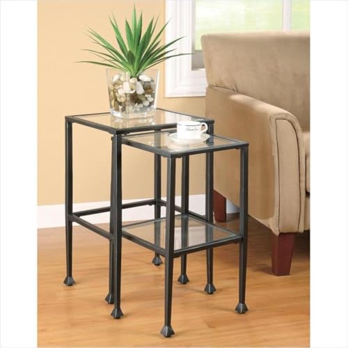 Coaster Home Furnishings 901073 Leilani 2-Piece Glass Top Nesting Tables Black thumb #1