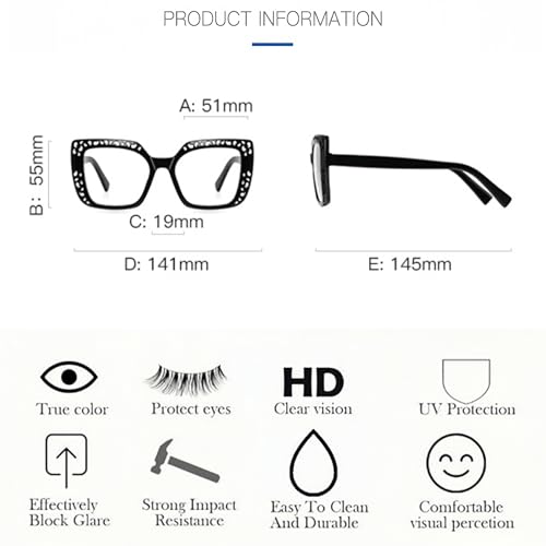 Image of ICARA 3 Pack Fashion Oversized Square Reading Glasses for Women, Retro Celebrity Style Blue Light Blocking Computer Readers