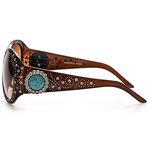 Montana West Sunglasses for Women with Western Rhinestone UV400 Cowgirl Bling Bling Gradient Lens Ladies Sunglasses MBB-SGS-5609CF