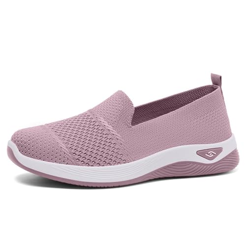 Orthopedic Sneakers for Women Summer Breathable Mesh Slip On Soft Sole Walking Shoes Lightweight Casual Comfortable Fashion Tennis Shoes with Arch Support Pink