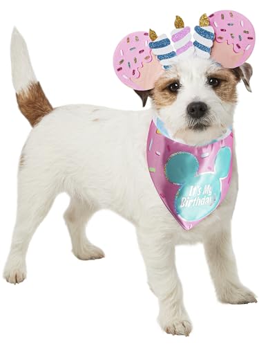 Rubie's Disney Birthday Ears and Bandana for Pets, As Shown, Small/Medium