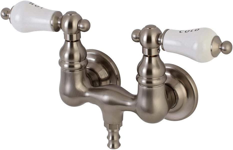 Kingston Brass AE33T8 Aqua Vintage 3-3/8 Inch Wall Mount Tub Faucet, Brushed Nickel