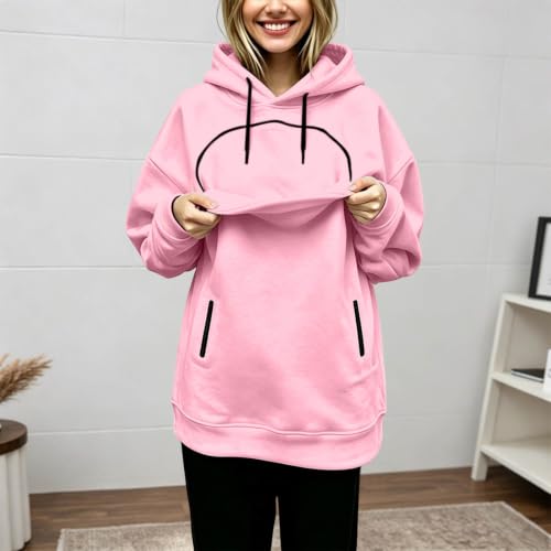 Womens Hoodie With Cat Pouch Zipper Pockets Dog Carrier Pet Pouch Hoodies - image 6