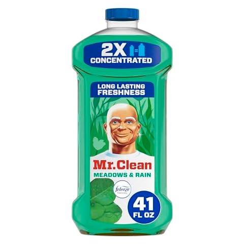 Mr. Clean All Purpose Cleaner, Floor Cleaner for Mopping Home, Bathroom, & Kitchen, Cleaning Liquid for Mop & Bucket, Cleaning Supplies, Multi-Surface Dilutable, Meadows & Rain, 41oz Cover