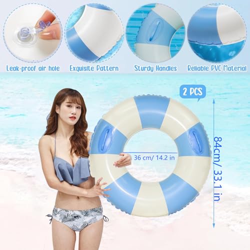 Image of 2 PCS Inflatable Pool Floats for Swimming Pool Party Lake Beach Adults - Floaties Pool Tubes Swim Rings Tubes Floaties for Beach Pool Party Decorations