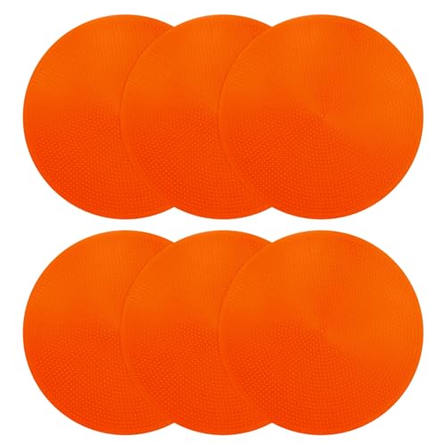 PATIKIL Spot Markers 8 Inch, 6 Pcs Non-Slip Floor Dots Agility Markers Flat Field Cones Poly Dots for Gym PE Speed Training Dance Soccer Basketball Sports, Orange