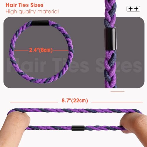 Voyyphixa 10 Pieces Braided Hair Ties for Men Unisex Boho Hair Bands for Buns Curly Thick Dense Hair No Damage Stretchy Fancy Hair Ties Bracelet Hair Ties (10PCS) - Image 3
