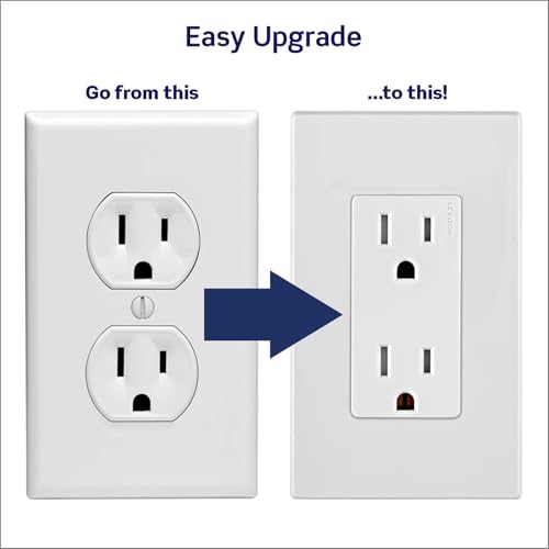 Image of Leviton Lever Edge 15 Amp Tamper-Resistant Duplex Wall Outlet, E5325-SW, White