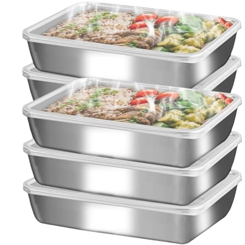 3-Piece Stainless Steel Lunch Box Set - BPA-Free Bento Box Food Storage Containers with Lids, Oven Safe, Freezer & Dishwasher Safe for Meal Prep, School, Work, Picnic