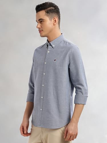 Image of Thomas Scott Men's Cricket Club Collection Classic Regular Fit Twill Shirt | 100% Cotton Long Sleeve Solid Shirt with Button Down Collar (Available in Plus Size)