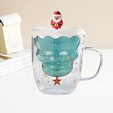 Yootiko Süße Weihnachtsbecher, Kaffee Teegläser mit Weihnachtsmann Deckel Doppelwandige...