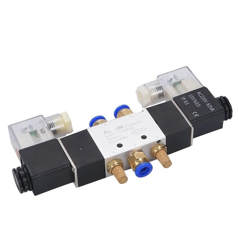 Electrovanne pneumatique 5 voies distributeur d'air AC 220V avec raccord 12mm