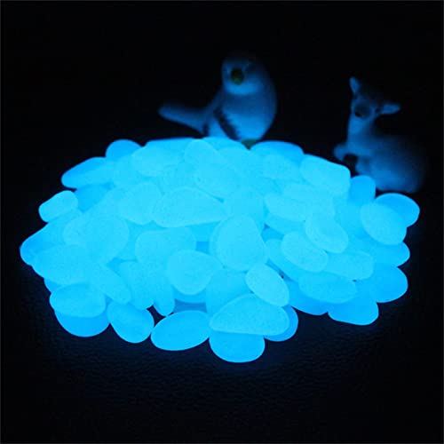 Typutomi 50Pcs Glow In The Dark Rocks Outdoor, Blue Luminous Pebbles Glow Rocks Garden Patio Lawn Yard Decor For Landscaping #TOP7