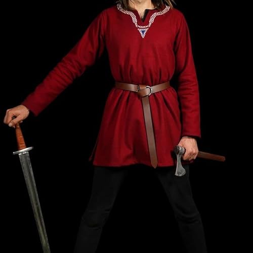 Viking Belt For Men Womens Faux Leather Medieval Belt D Ring Belt Renaissance Belt Vintage Renaissance Rivets Belt For Larp,Ren Faire & Halloween Parties,O Ring Belt, Retro Renaissance Knight Belt #TOP1