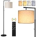 ROTTOGOON Dimmable Floor Lamp with Remote, 4-Color Temperature Modern Standing Lamp Control & Beige Shade, Tall Pole Floor Lamp for Living Room, Bedroom, Study Room, Office (LED Bulb Included), Black