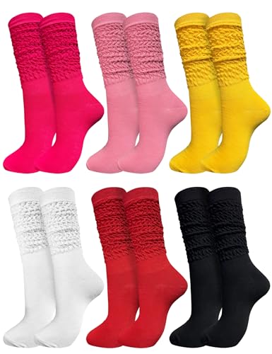 6 Pairs Slouch Socks for Women, Soft Extra Long Thick High Slouch Slouchy Sock for Girls Women Mothers Gifts - Main Image