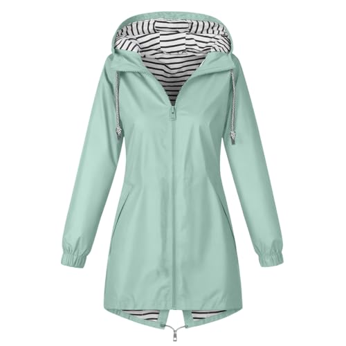 CSKJ Regenjacke Damen Wasserdicht Atmungsaktiv Softshelljacke Lang Übergangsjacke Einfarbige Outdoor Regenmantel mit Kapuze Funktionsjacke Leichte Gefüttert Windbreaker Große Größen Regenparka S-5XL CSKJ Regenjacke Damen Wasserdicht Atmungsaktiv Softshelljacke Lang Übergangsjacke Einfarbige Outdoor Regenmantel mit Kapuze Funktionsjacke Leichte Gefüttert Windbreaker Große Größen Regenparka S-5XL