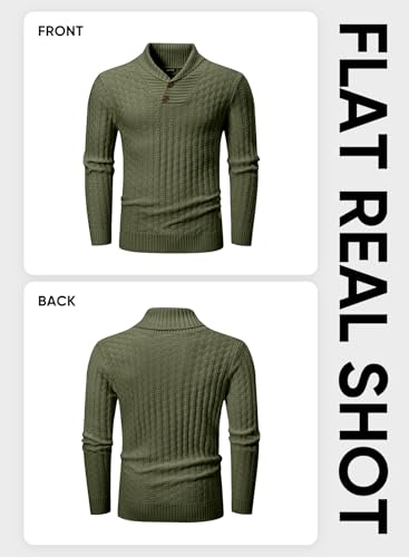 Jmierr Men'S Pullover Sweater Casual Relaxed Fit Shawl Collar Solid Color 2024 Stylish Button Textured Knit Sweaters,Us 40(M),Moss Green thumb #7