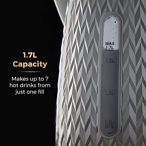 Tower T10052GRY Empire 1.7 Litre Kettle with Rapid Boil, Removable Filter, 3000W, Grey with Brass Accents - Image 5