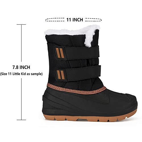 Morendl Toddler Girl Snow Boots Little Boys Waterproof Insulated Winter Boots Cold Weather Warm Lightweight Slip Resistant Fur Lining Kids Hiking Boots Brown Stripe Size 9（Us Toddler） #TOP3