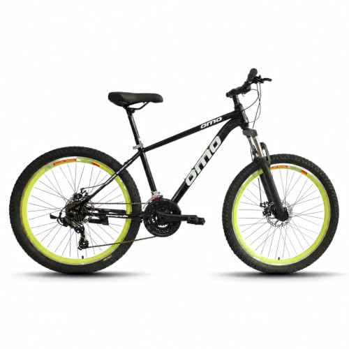 Image of Omobikes Manali Ace | Gear MTB Mountain Cycle | 21 Shimano Speed | Front Suspension | 26Inch Tire | Disc Brakes | Steel Frame | for 15+ Years Adults Unisex (Green)