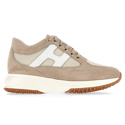Interactive Hogan Sneaker da Donna Interactive Beige con H Bianca - HXW00N0EX90 PFT0SRT - Taglia 37½