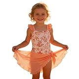 MaNMaNing Costume Bikini Bambina Due Pezzi Conchiglia Top Gonna Volant Copricostume Rete Spiaggia Estate Completo Mare Conchiglia Bambina (Orange, 6-12 Months)