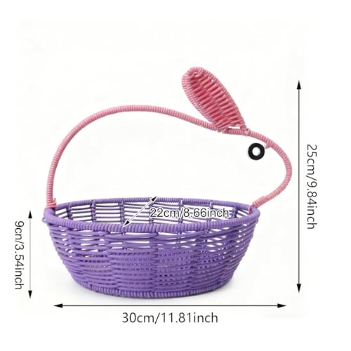 Cesta de Pascua decorativa de ratán perfecta para regalar dulces y decorar tu mesa 6