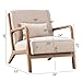 INZOY Mid Century Modern Accent Chair with Wood Frame, Upholstered Living Room Chairs with Waist Cushion, Reading Armchair for Bedroom Sunroom (Beige)