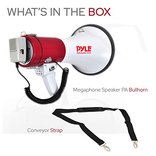 Pyle Portable Megaphone Speaker Pa Bullhorn-Built-In Siren, 50W Adjustable Volume Control &1200 Yard Range-Ideal For Any Outdoor Sports,Cheerleading Fans & Coaches Or For Safety Drills - Pmp52Bt #TOP6