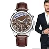 Classic Watch, Business Watch, Leather Strap Waterproof Stylish Look Comfortable Fit Timeless Versatile Wear Adjustable Length, Men Wristwatch for Sports, Men #3