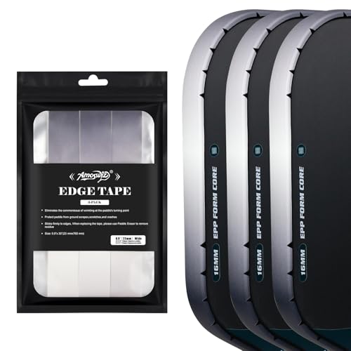 Amoswiz Pickleball Edge Guard Tape, White to Black to Gray Gradiant Color Pickleball Protection Tapes 3 Pcs, No Wrinkling, Suitable for 13MM & 16MM & 20MM Thicknesse Paddles 26MM Width