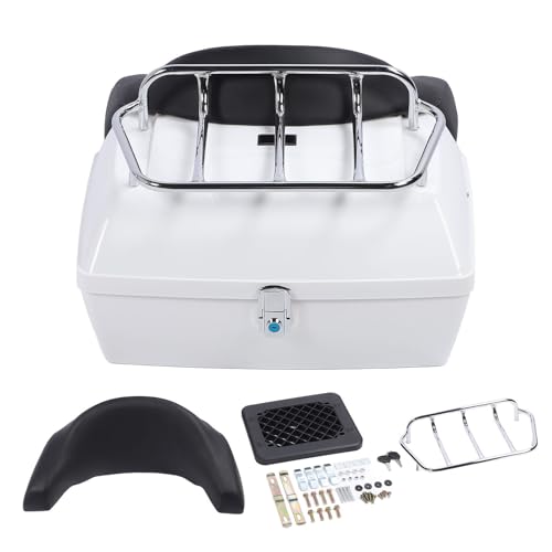 Valise arrière pour moto 48L KKPLZZ universelle blanche avec dosseret et clé