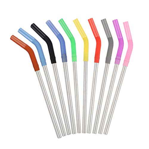 Pailles courbes acier inoxydable buse réutilisables lavables - 7