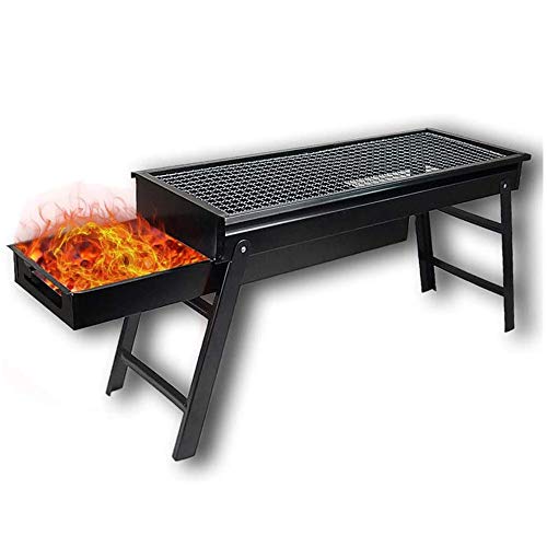 LSHOME Portable Charcoal Barbecue Grill Stainless Steel Foldable BBQ Grill Desk for Home Festival Garden Picnic Party Camping (for 3-6 Persons)