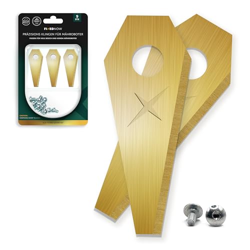 FixedNow Kit de lames de rechange pour tondeuse robot Titan [9 pièces] Compatible avec Bosch Indego et Honda HRM, ultra-tranchantes, lames de rechange pour...