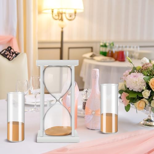 Copkim Hourglass Sand Timer 3 Pcs Unity Ceremony Hourglass Set 60 Minutes Cylinder Set for Wedding Home Desk Office Living Room Decor by Copkim - Image 4