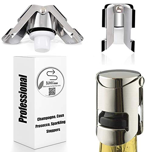 Comparison: Best Trudeau Sparkling Wine Stopper 11 Champagne Sealer Stopper, BGMAX 3 Pack Stainless Steel Sparkling Wine Bottle Plug Sealer Set with a Longer Sealing Plug, Gifts Accessories for Champagne