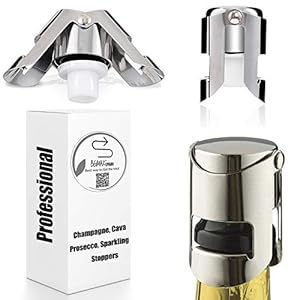 Champagne Sealer Stopper, BGMAX 3 Pack Stainless Steel Sparkling Wine Bottle Plug Sealer Set with a Longer Sealing Plug, Gifts Accessories for Champagne