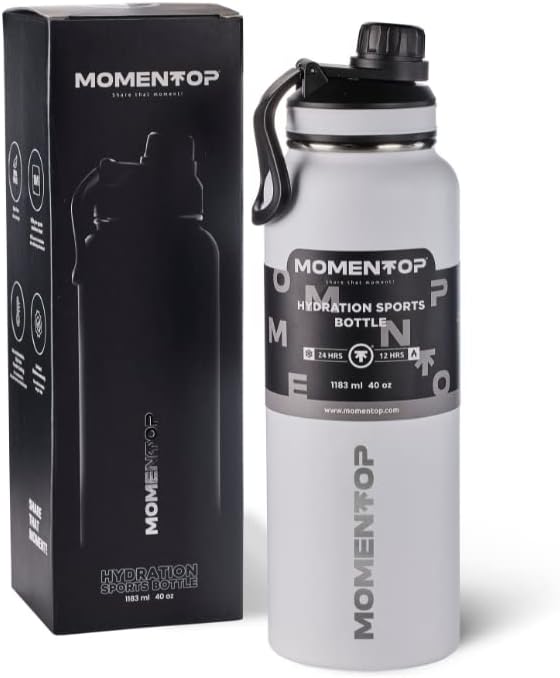 Sports Water Bottle Spout Lid, Proof Sport Desing, Vacuum Insulated Stainless Steel, Wide Mouth, Doble Wall, Triple Insulation Technology, Thermo Mug, 40 oz, White - Image 2