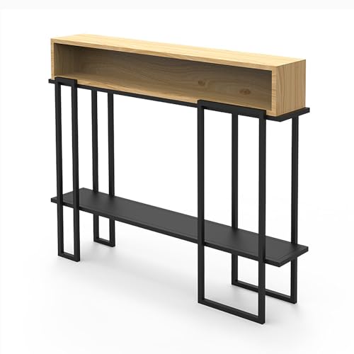 Mesa consola de granja de piel mueble recibidor estrecho para pasillo 2