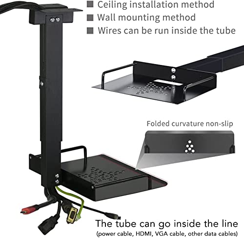 Jgpin Universal Ceiling Mount With Tray, 11.4-22 Inches Adjustable, No Hole Installation, Aluminum Alloy, In-Tube Cable Routing, Universal Ceiling Mount For Projector/Camera thumb #3