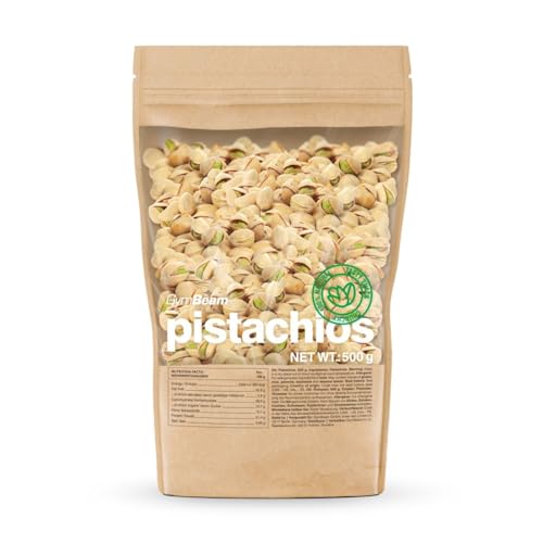GymBeam Pistazien - Ungeschält und ungesalzen beliebte grüne Nüsse Quelle gesunder Fette & Proteine unterstützen einen optimalen Cholesterinspiegel perfekt für gesunde Snacks & Rezepte 500 g