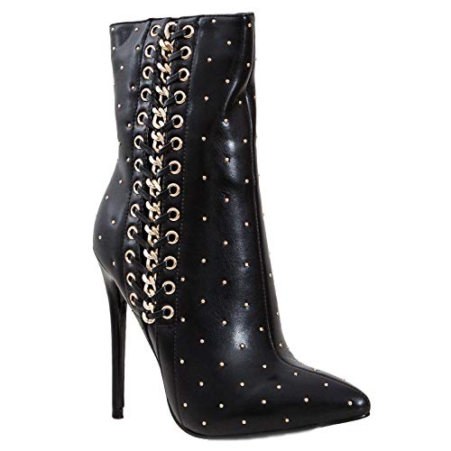 Toocool S266 Bottes pour femme en cuir noir élégantes