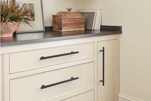 Image of Amerock 8-13 /16 inch Bar Pulls Black Bronze Drawer Pull | 8-13 /16 inch (224mm) Center-to-Center Mounting Distance and 11-3 /16 inch Overall Length, Durable Carbon Steel Cabinet Hardware