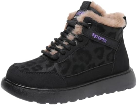 Women's Warm Sheepskin-Lined Boots Ladies Winter Ankle Slip on Short Snow Fur Lined Boots Comfortable Waterproof Orthopedic Walking Fur Fuzzy Thermal Soft Booties Warm Support Shoes